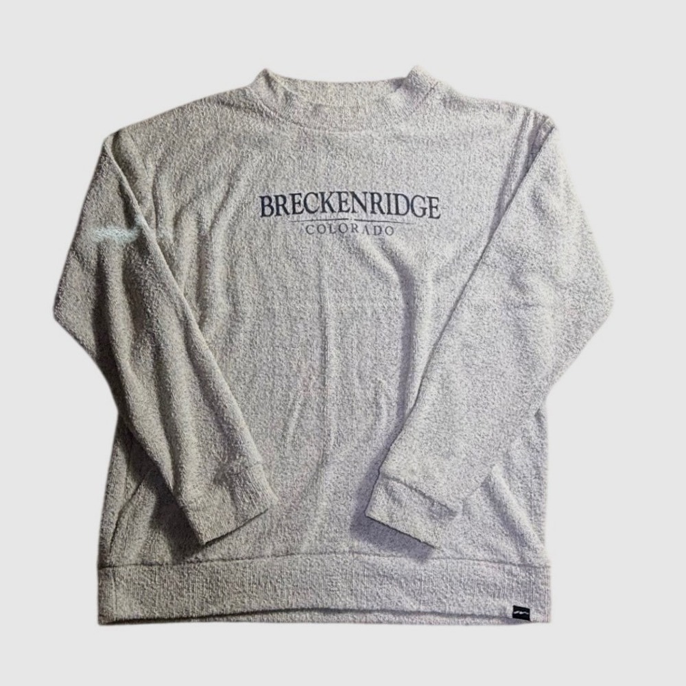Techstyles Breckenridge Colorado Grey Textured Boucle Sweatshirt Medium-2182